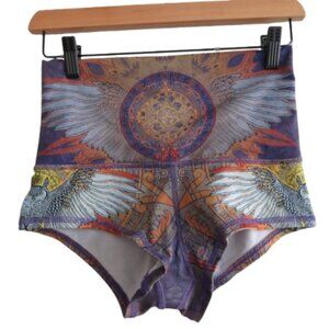 LIQUID DREAMS Mayan Aztec Boho Rave Hippie Festival Hot Pants Yoga Shorts Sz S